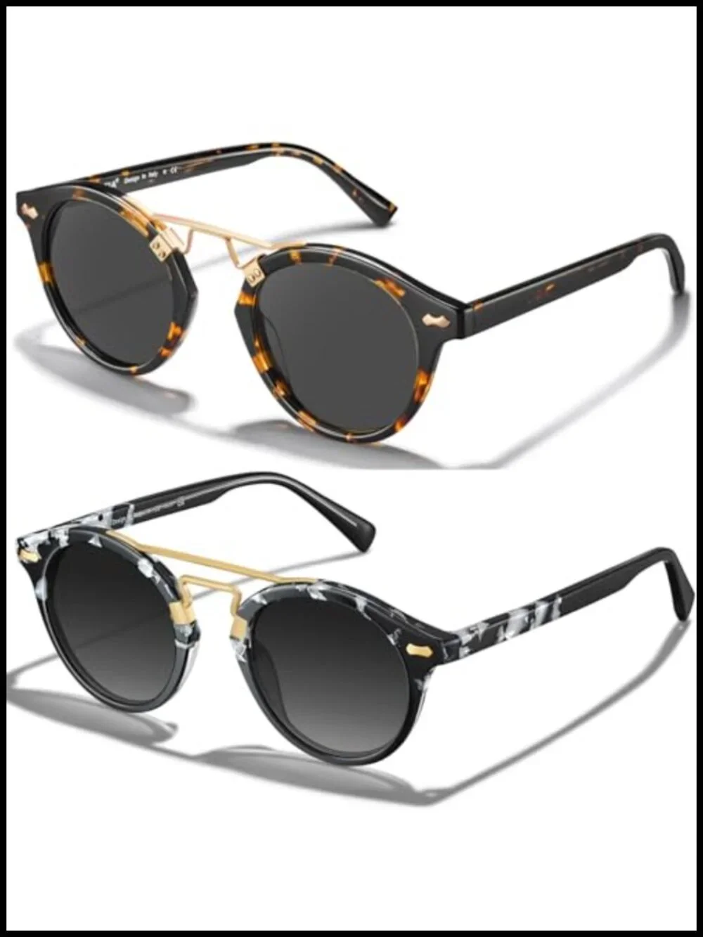 Double Bridge Acetate Polarized Sunglasses UV400 Protection